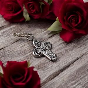 Catholic Cross Silver Plated 4 Way Medal Pendant Jesus Saint Italy